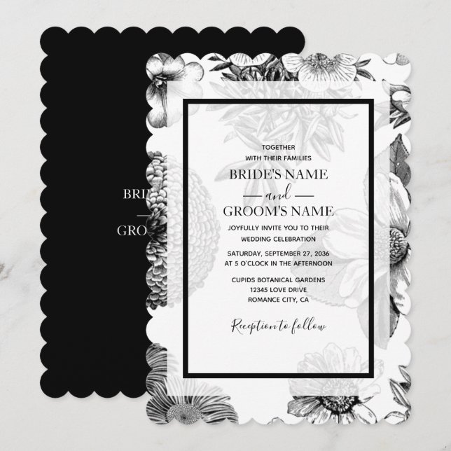 Invitaciones de matrimonio a las flores de cosecha (Anverso / Reverso)
