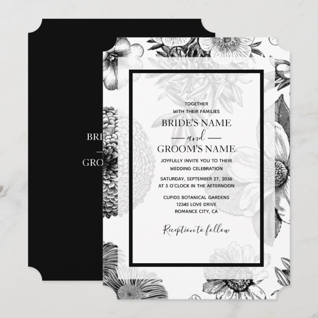 Invitaciones de matrimonio a las flores de cosecha (Anverso / Reverso)