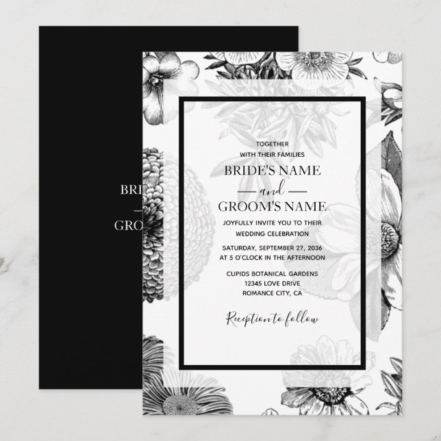 Invitaciones de matrimonio a las flores de cosecha (Anverso / Reverso)