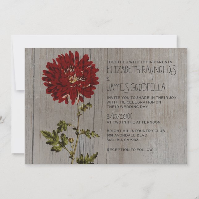 Invitaciones de matrimonio a Mamáes rusticas (Anverso)