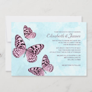Invitaciones de matrimonio a mariposas vintage
