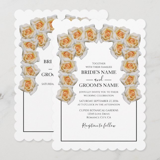 Invitaciones de matrimonio a Rosas Naranjas rusos (Anverso / Reverso)