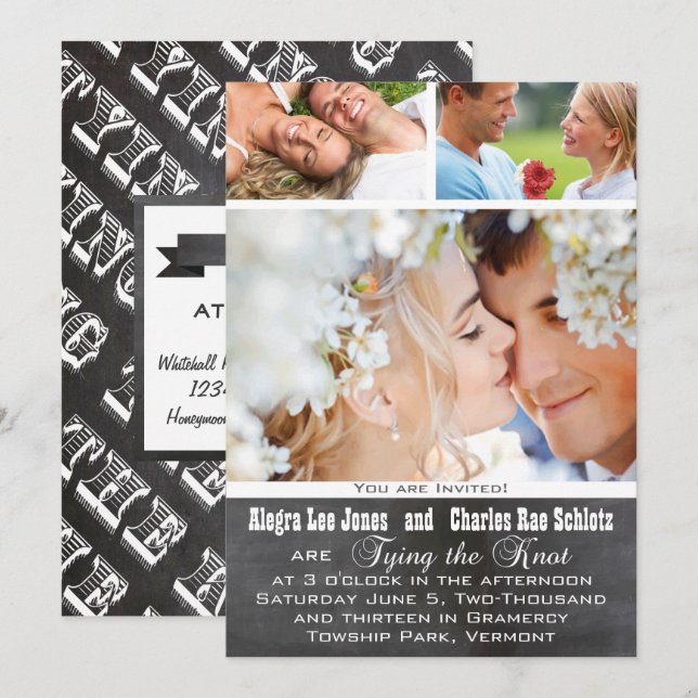 Invitaciones de matrimonio a tipografía fotográfic (Anverso / Reverso)