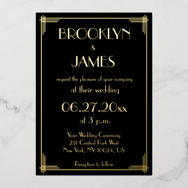 Invitaciones de matrimonio al estilo Art Déco del  (Anverso)