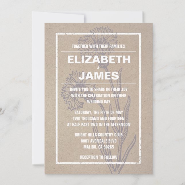 Invitaciones de matrimonio básico de vintage (Anverso)