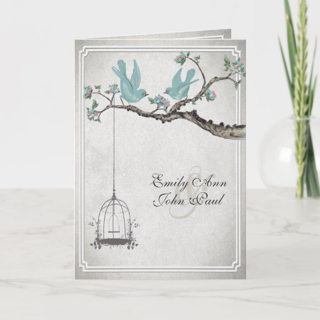 Invitaciones de matrimonio Bird BirdCage (Anverso)