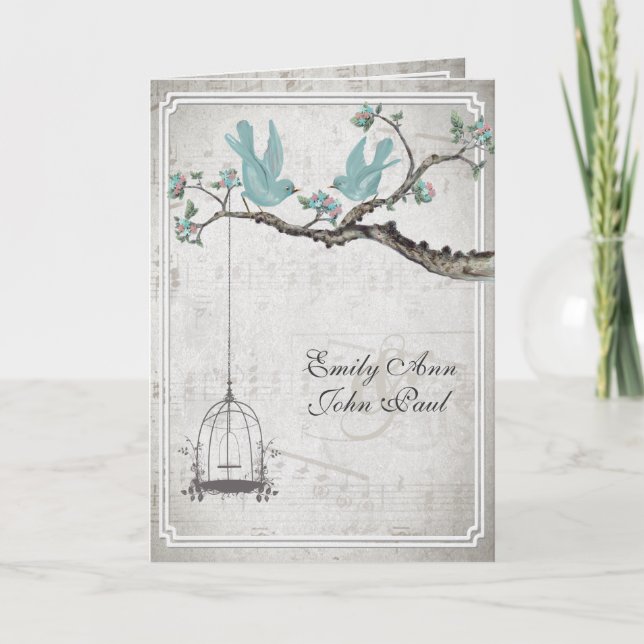 Invitaciones de matrimonio Bird BirdCage (Anverso)