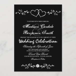 Invitaciones de matrimonio blanco y negro de doble