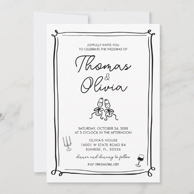 Invitaciones de matrimonio caprichosas (Anverso)