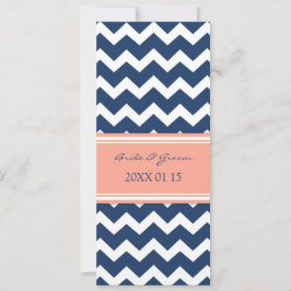 Invitaciones de matrimonio Chevron de coral azul