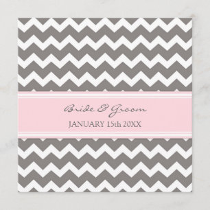 Invitaciones de matrimonio Chevron gris rosado