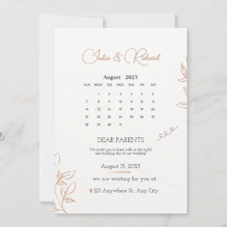 Invitaciones de matrimonio con calendario 2024