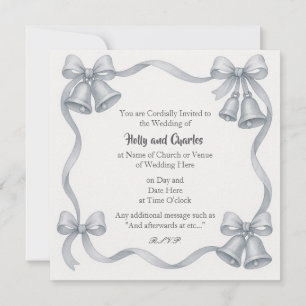 Invitaciones de matrimonio con cintas de plata y c