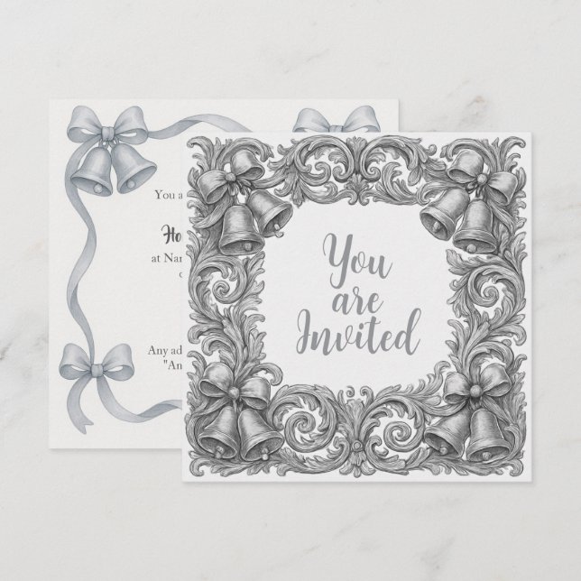 Invitaciones de matrimonio con cintas y cintas pla (Anverso / Reverso)