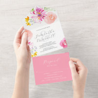 Invitaciones de matrimonio con flores rosas de la