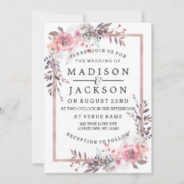 Invitaciones de matrimonio con marco de oro para R