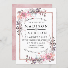 Invitaciones de matrimonio con marco de oro para R