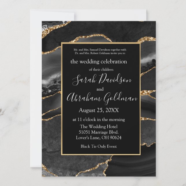 Invitaciones de matrimonio con Relieve metalizado  (Anverso)