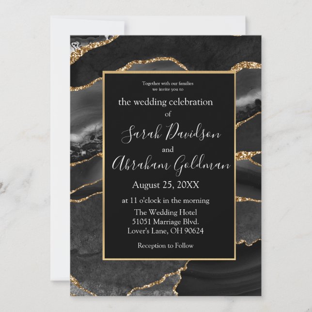 Invitaciones de matrimonio con Relieve metalizado  (Anverso)