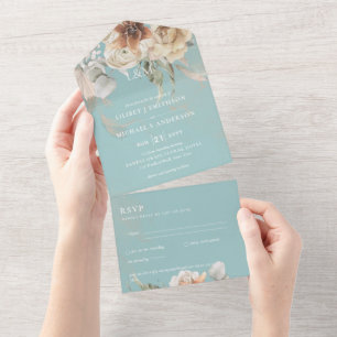 Invitaciones de matrimonio con RSVP BOHO Pampas