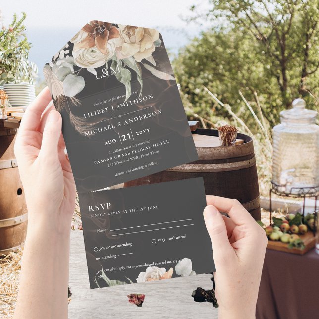 Invitaciones de matrimonio con RSVP | BOHO Pampas  (Subido por el creador)
