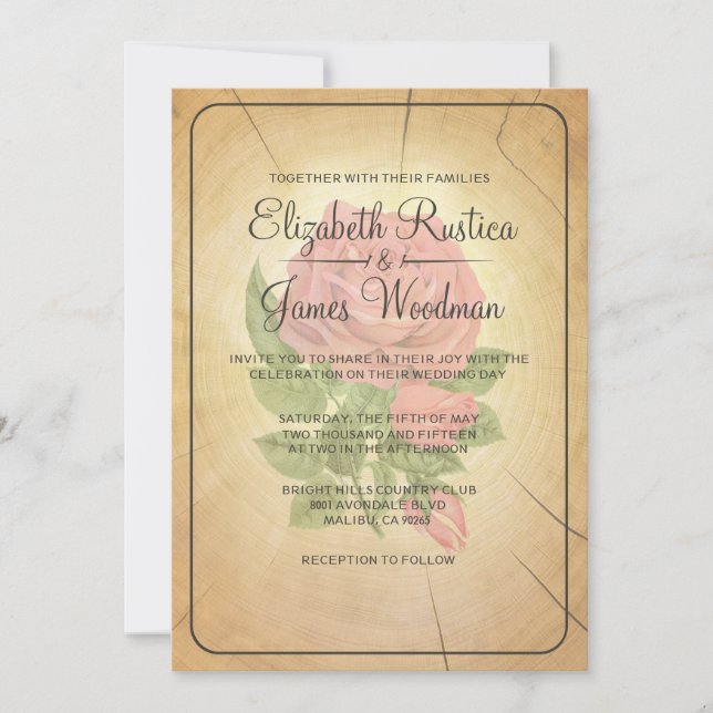 Invitaciones de matrimonio de anillos de árbol de  (Anverso)