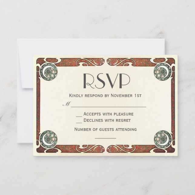 Invitaciones de matrimonio de Art Nouveau vintage  (Anverso)