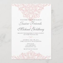 Invitaciones de matrimonio de borde de encaje delg