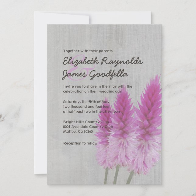 Invitaciones de matrimonio de Celosia Vintage (Anverso)