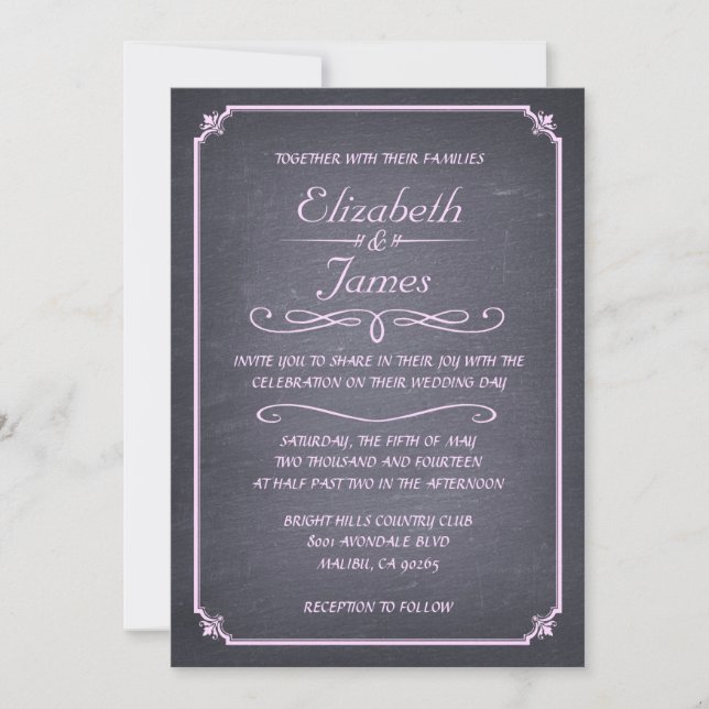 Invitaciones de matrimonio de chalkboard de lujo v (Anverso)