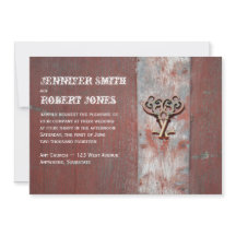 Invitaciones de matrimonio de claves de madera pin