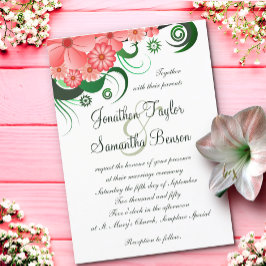 Invitaciones de matrimonio de color rosa floral Hi