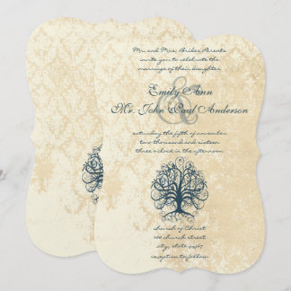 Invitaciones de matrimonio de damasco de encaje de