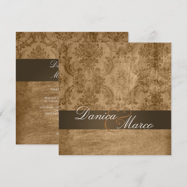 Invitaciones de matrimonio de Damasco de época (Anverso / Reverso)