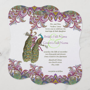 Invitaciones de matrimonio de Damasco de Peacock d