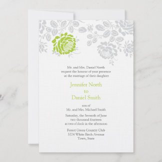 Invitaciones De Matrimonio De Damasco Lime Y Gris