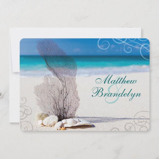 Invitaciones de matrimonio de destino de playa de  (Anverso)