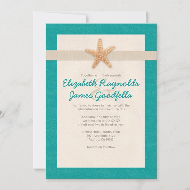 Invitaciones de matrimonio de destino de playa de  (Anverso)
