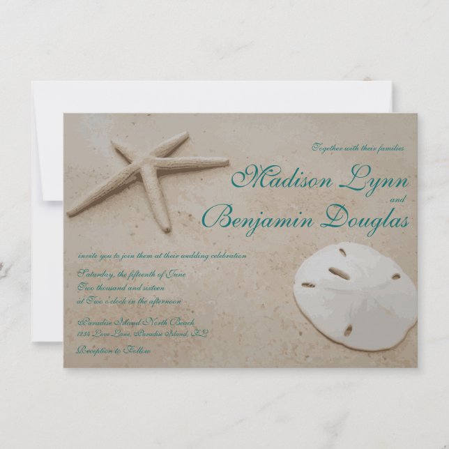 Invitaciones de matrimonio de destino de Starfish  (Anverso)
