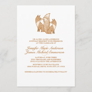 Invitaciones de matrimonio de dos zorros