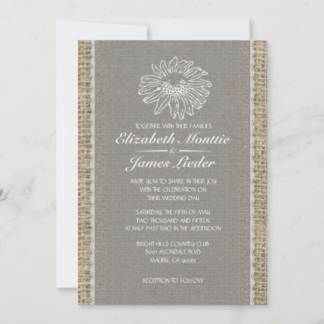 Invitaciones de matrimonio de encaje plateado (Anverso)