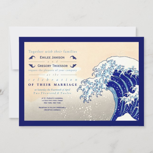 Invitaciones de matrimonio de impresión en bloques (Anverso)