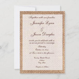 Invitaciones de matrimonio de impresión en Burlap