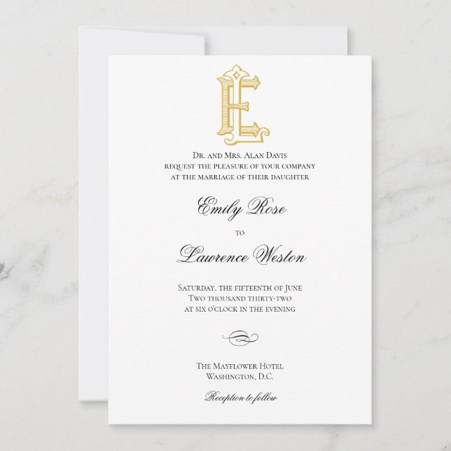 Invitaciones de matrimonio de la cosecha en monogr (Anverso)