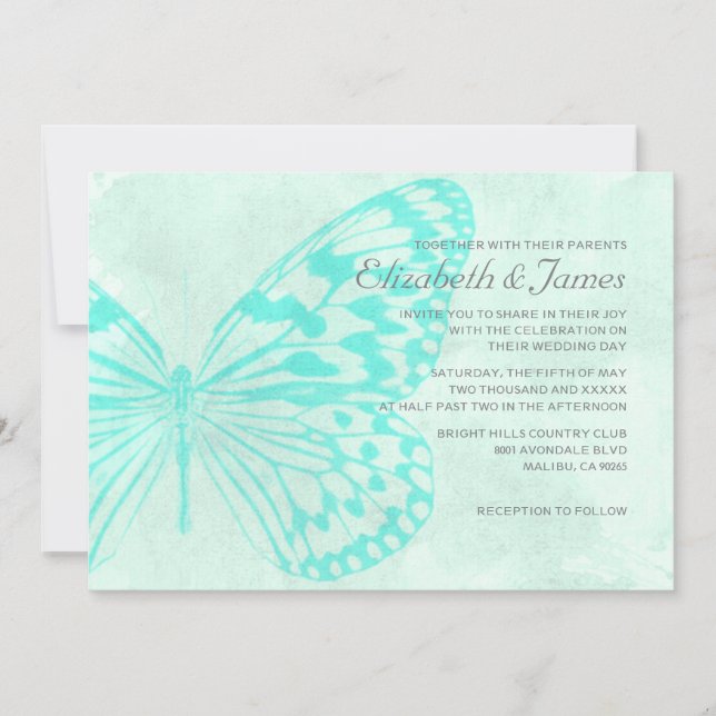 Invitaciones de matrimonio de mariposas (Anverso)
