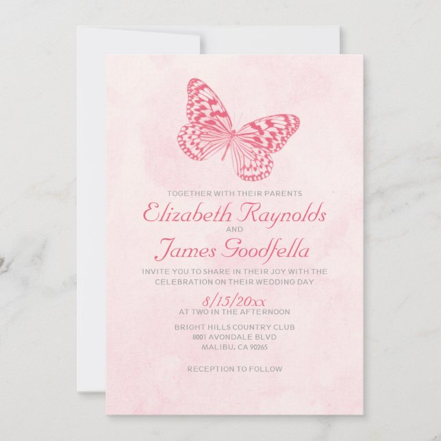 Invitaciones de matrimonio de mariposas antiguas (Anverso)
