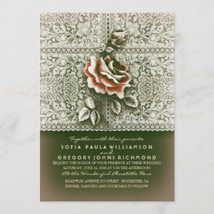 Invitaciones de matrimonio de Moda de encaje vinta