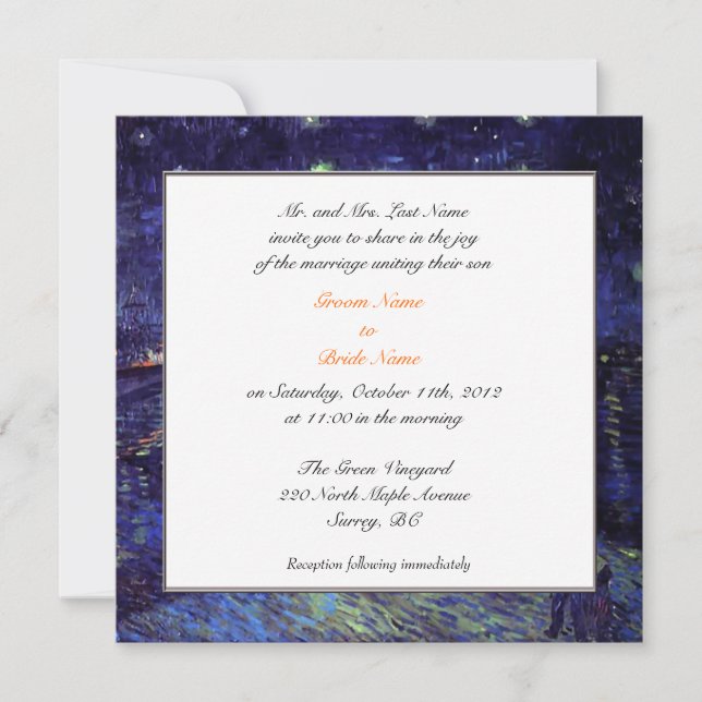 Invitaciones de matrimonio de padres de Groom (Anverso)