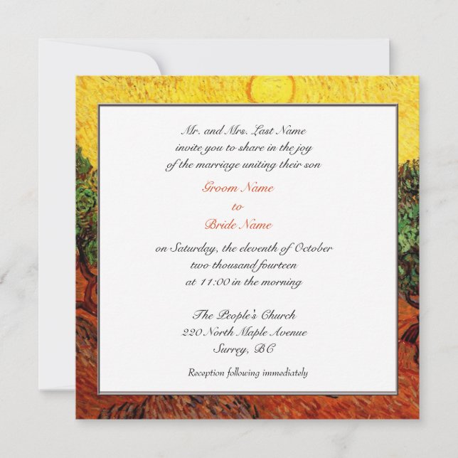 Invitaciones de matrimonio de padres de Groom (Anverso)