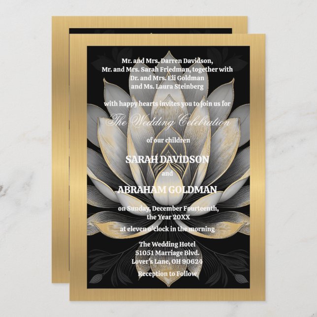 Invitaciones de matrimonio de padres divorciados c (Anverso / Reverso)